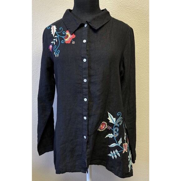 Kyla Seo Tops - ANTHROPOLOGIE NWT Kyla Seo Small Linen Embroidered Lenni Tunic Blouse Boho